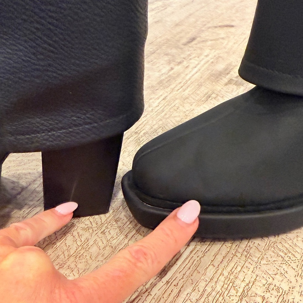 Olivia Miller Virgo Fold-Over Black Heeled Platform Boots NEW - Picture 15 of 15